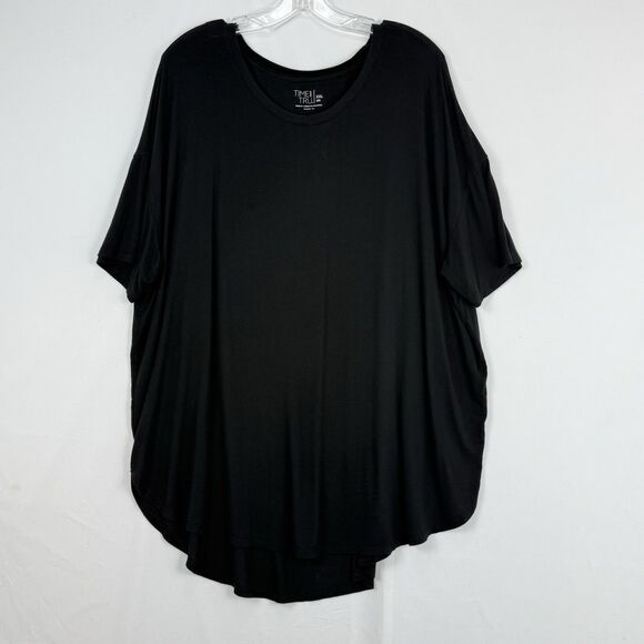 Women's Time &Tru Short Sleeve Rounded Hem Black T-Shirt XXL (20) - Picture 1 of 10